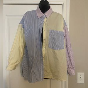 GB Colorblock Oversized Button Down 💛💙💜